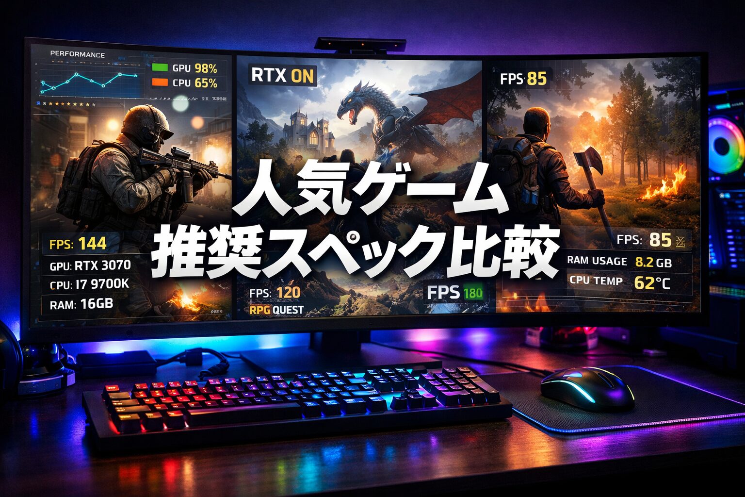 人気ゲーム別の推奨スペック早見表｜Apex・モンハン・7DTDはどのくらいのGPUで動くか